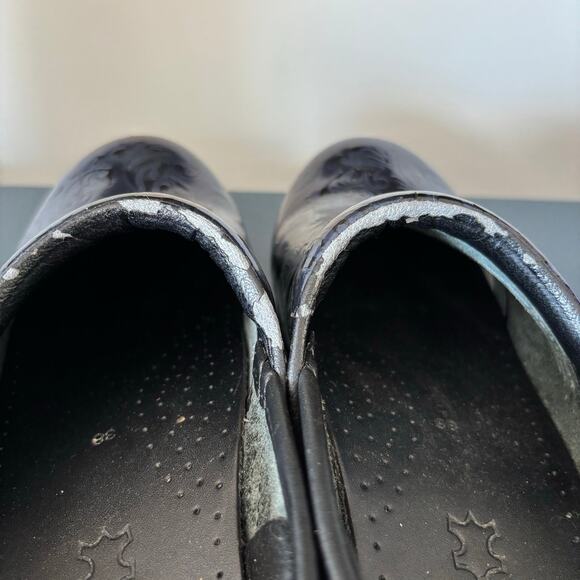 Dansko Navy Paisley Swirl Leather Comfort Clogs Size 38 - Picture 6 of 9